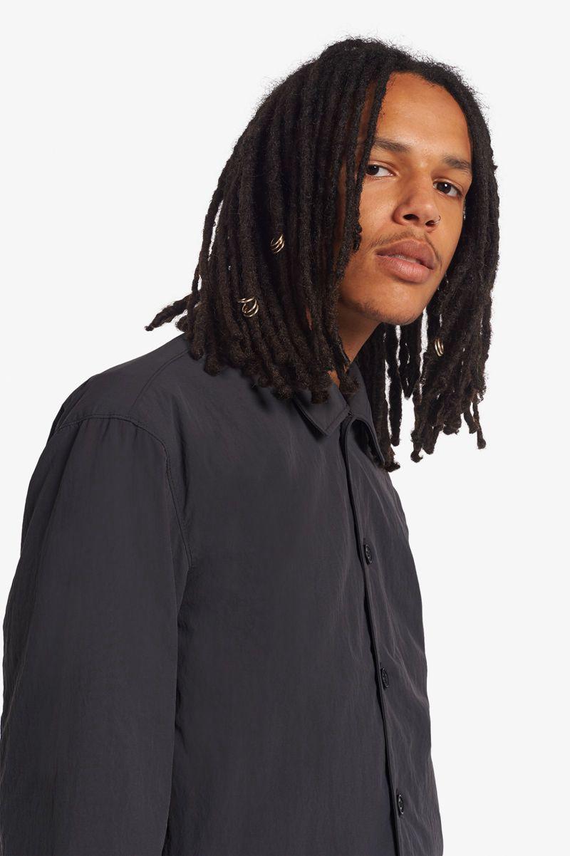 Black Fred Perry Patch Detail Overshirt Men's Shirts | PH 1519TCEV